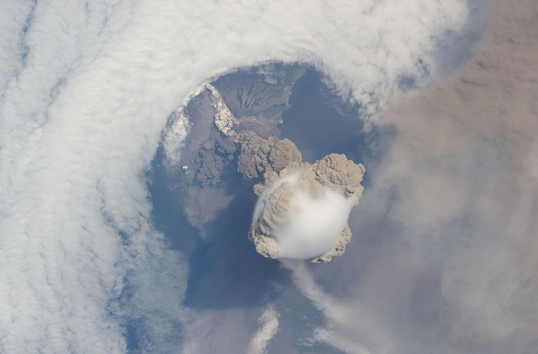 Sarychev Peak erupting, seen from the International Space Station